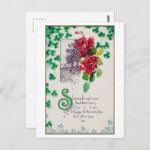 St. Patrick's Day Rose, Vintag Postkarte (Vorne/Hinten)