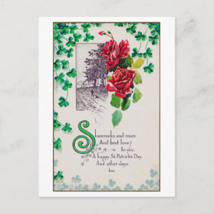 St. Patrick's Day Rose, Vintag Postkarte