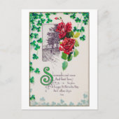 St. Patrick's Day Rose, Vintag Postkarte (Vorderseite)