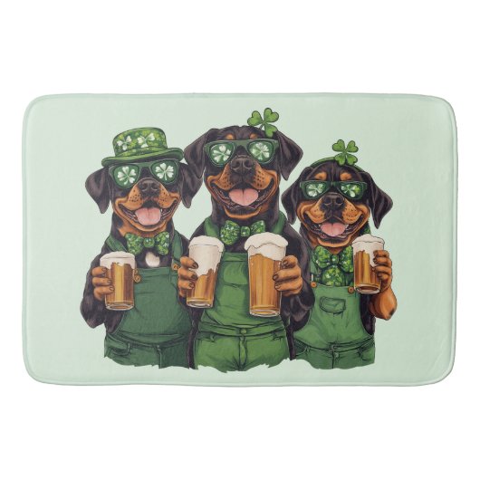 St. Patrick's Day Rottweiler Hunde Badematte (Vorderseite)