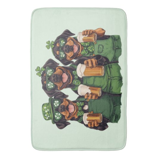 St. Patrick's Day Rottweiler Hunde Badematte (Vorderseite Vertikal)