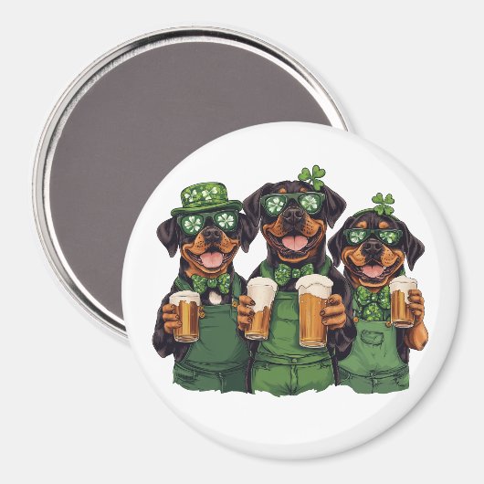 St. Patrick's Day Rottweiler Hunde Magnet (Vorderseite/Rückseite)