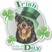 St. Patrick's Day Rottweiler Vinyl Sticker (Vorderseite)
