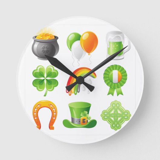 St. Patricks Day Runde Wanduhr (Vorderseite)