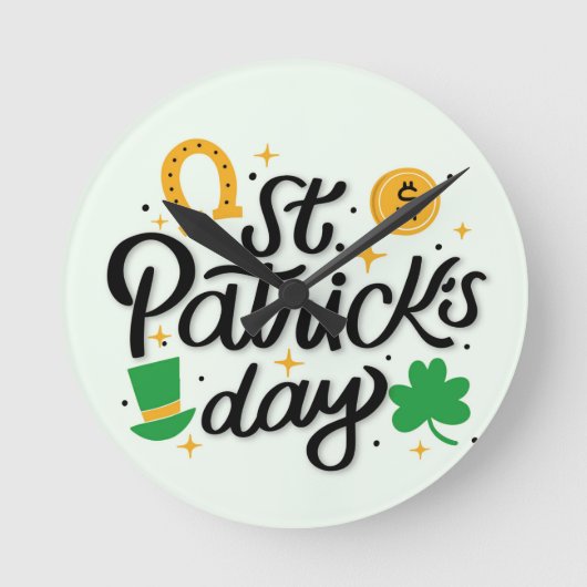 St Patricks Day Runde Wanduhr (Vorderseite)