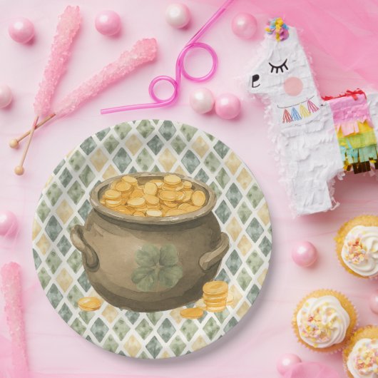  St Patrick's Day Rustic Pot of Gold Pappteller (Party)