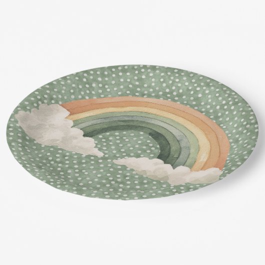 St Patrick's Day Rustic Rainbow Pappteller (Schrägansicht)