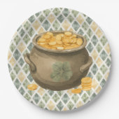 St. Patricks Day Rustikaler Goldtopf Pappteller (Vorderseite)