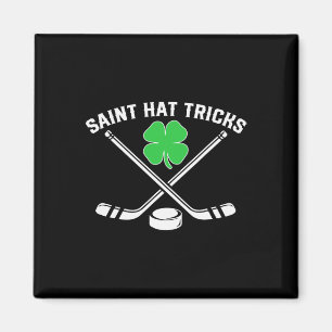 St Patricks Day Saint Hat Tricks Kleeblatt Hockey Magnet