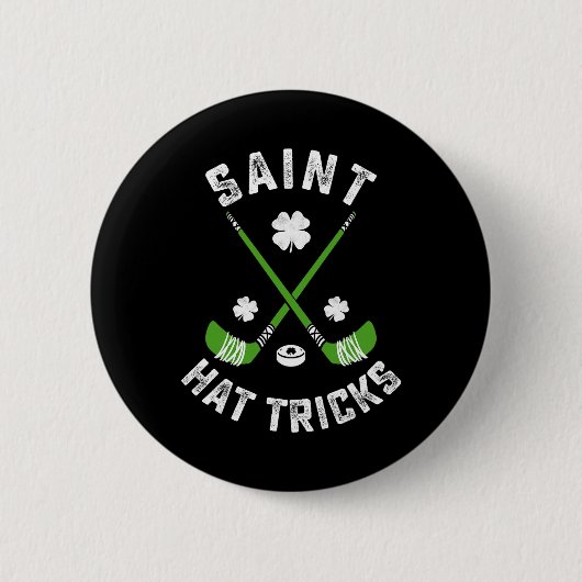 St Patricks Day Sankt Hut Tricks Hockey Kleeblatt Button (Vorderseite)