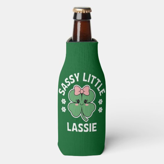 St Patricks Day Sassy Little Lassie Kids Girl Flaschenkühler (Flaschenvorderseite)
