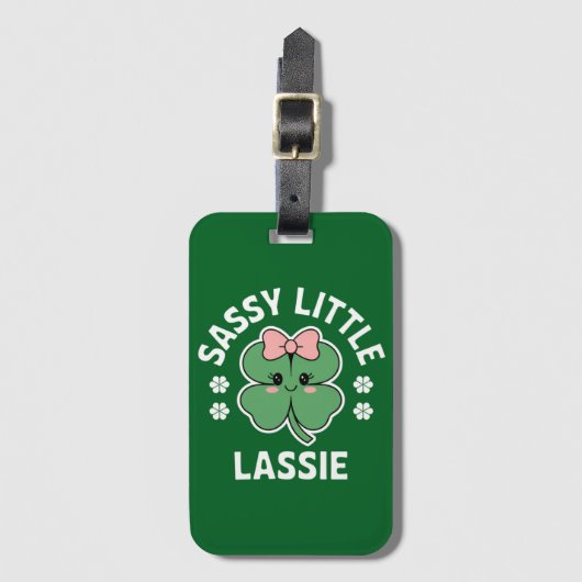 St Patricks Day Sassy Little Lassie Kids Girl Gepäckanhänger (Vorderseite Vertikal)