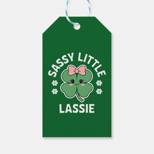 St Patricks Day Sassy Little Lassie Kids Girl Geschenkanhänger (Rückseite)