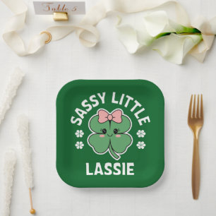 St Patricks Day Sassy Little Lassie Kids Girl Pappteller
