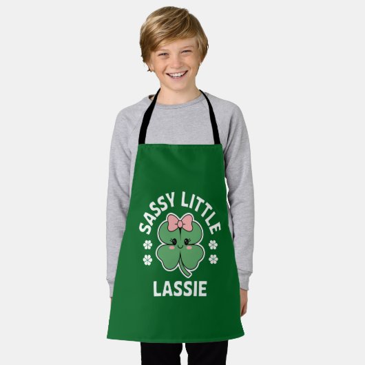 St Patricks Day Sassy Little Lassie Kids Girl Schürze (Getragen)