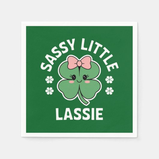 St Patricks Day Sassy Little Lassie Kids Girl Serviette (Vorderseite)