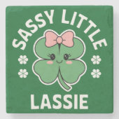 St Patricks Day Sassy Little Lassie Kids Girl Steinuntersetzer (Vorderseite)