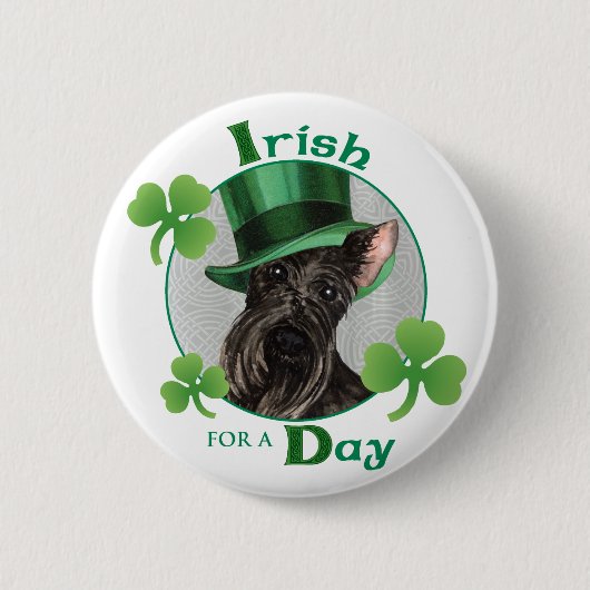 St. Patrick's Day Scottish Terrier Button (Vorderseite)