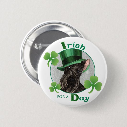 St. Patrick's Day Scottish Terrier Button (Vorne & Hinten)
