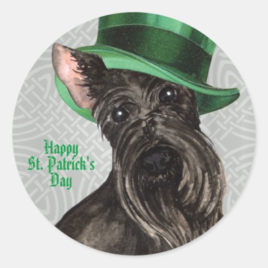 St. Patrick's Day Scottish Terrier Classic Round S Runder Aufkleber (Vorderseite)