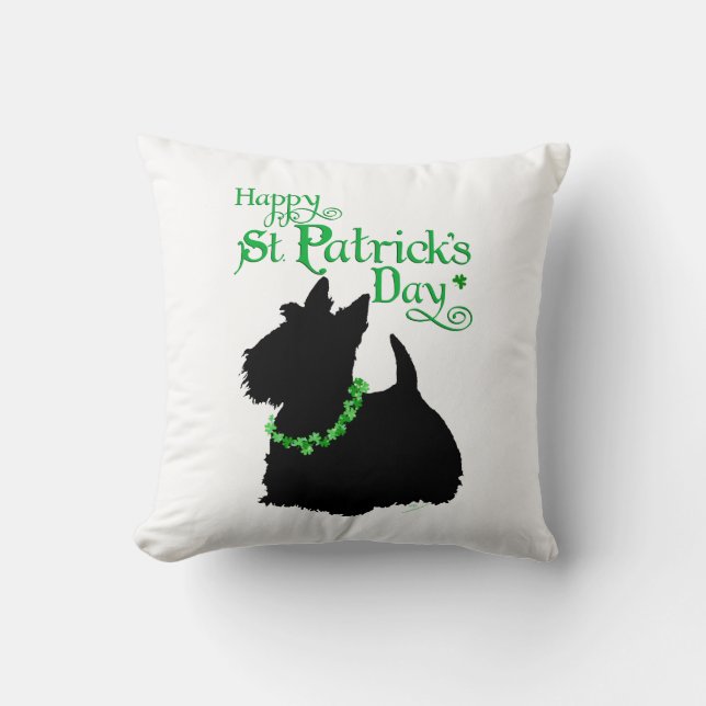 St Patrick's Day Scottish Terrier Kissen (Vorderseite)