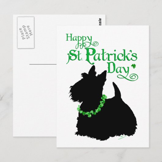 St Patrick's Day Scottish Terrier Postkarte (Vorne/Hinten)