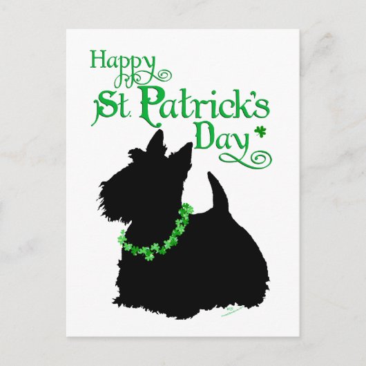 St Patrick's Day Scottish Terrier Postkarte (Vorderseite)