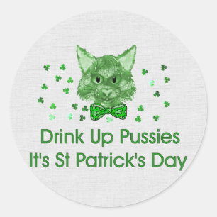 St Patrick's Day Scrapper Cat Runder Aufkleber