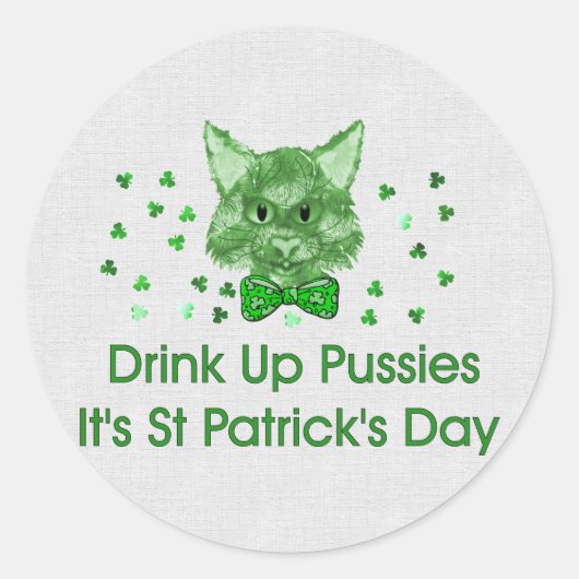 St Patrick's Day Scrapper Cat Runder Aufkleber (Vorderseite)