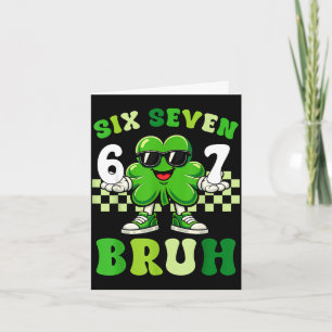 St Patricks Day sechs sieben bruh Meme 6 7 Kleebla Karte