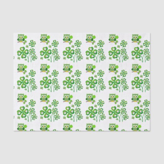 St. Patrick's Day Seidenpapier Eule (Vorderseite)