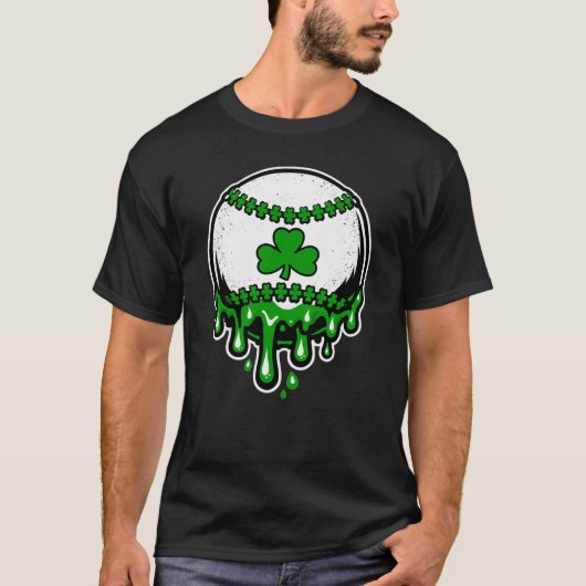 St Patricks Day Shamrock Baseball Ice Cream Drip  T-Shirt (Vorderseite)
