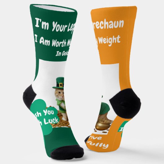 St Patrick's Day Shamrock Cat Humor Socken (Gewinkelt)