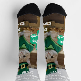 St Patrick's Day Shamrock Cat Humor Socken