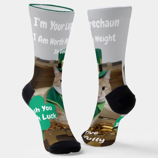 St Patrick's Day Shamrock Cat Humor Socken (Gewinkelt)