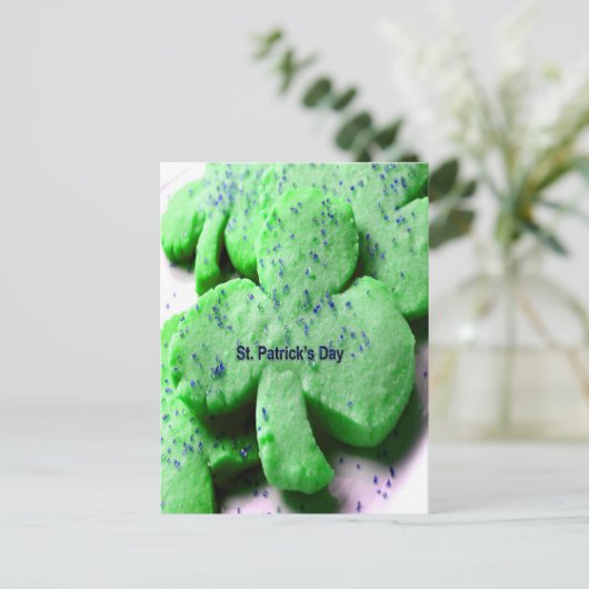 St. Patrick's Day Shamrock Cookies Postkarte (Stehend Vorderseite)