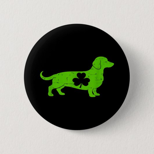 St Patricks Day Shamrock Dachshund Dackel Button (Vorderseite)