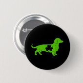 St Patricks Day Shamrock Dachshund Dackel Button (Vorne & Hinten)