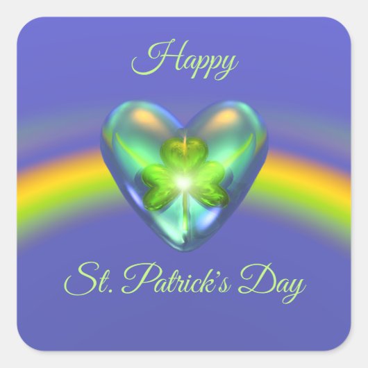 St. Patricks Day Shamrock Heart Square Sticker (Vorderseite)