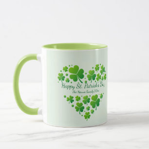 St. Patrick's Day Shamrock-Herz-Familienandenken Tasse