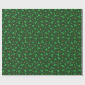 St. Patricks Day Shamrock & Horseshoes Green Gold Geschenkpapier (Flach)