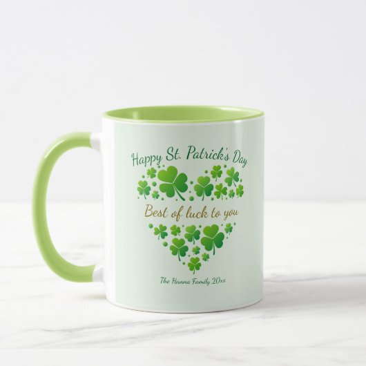 St. Patrick's Day Shamrock Keepsake I Best of Luck Tasse (Links)