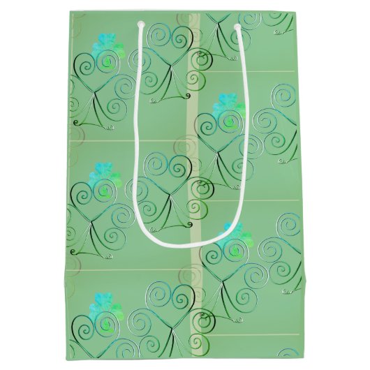 St Patrick's Day Shamrock Misty Green Mittlere Geschenktüte (Rückseite)