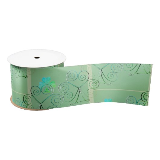 St Patrick's Day Shamrock Misty Green Satinband (Spule)