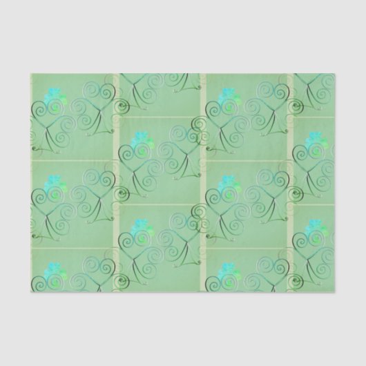 St Patrick's Day Shamrock Misty Green Seidenpapier (Vorderseite)