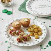 St. Patrick's Day Shamrock-Rand rund Pappteller