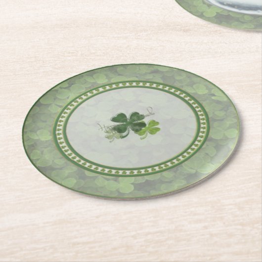 St. Patrick's Day Shamrock Runder Pappuntersetzer (Angewinkelt)