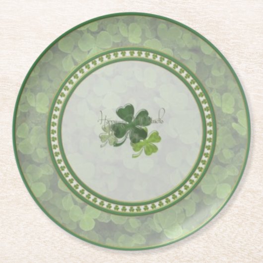 St. Patrick's Day Shamrock Runder Pappuntersetzer (Vorderseite)