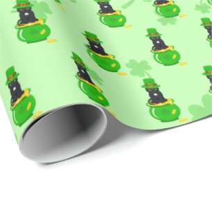 St. Patrick's Day Shamrock Topf des Goldes schwarz Geschenkpapier