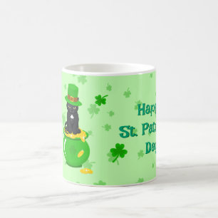 St. Patrick's Day Shamrock Topf des Goldes schwarz Kaffeetasse